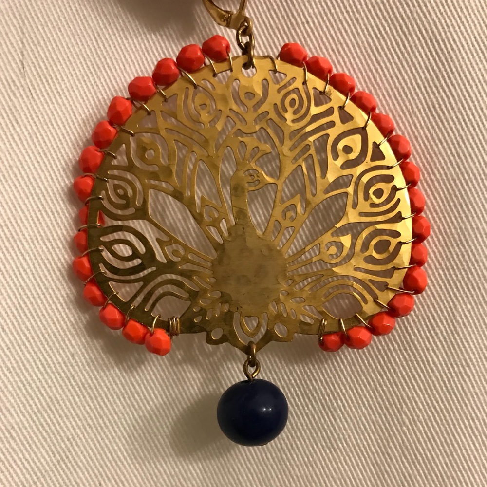 Gold plated peacock earrings
